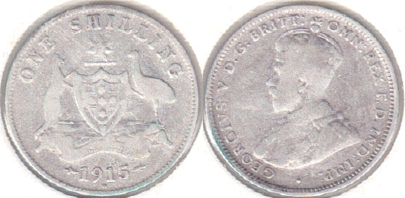 1915 H Australia silver Shilling (aVG) A001367